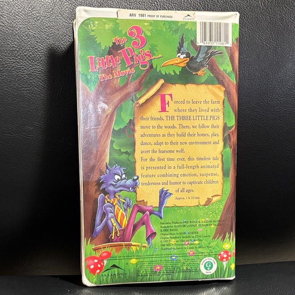 5/$20 The 3 Little Pigs The Movie Kids VHS - Colorful Green Cover - Picture 2 of 3